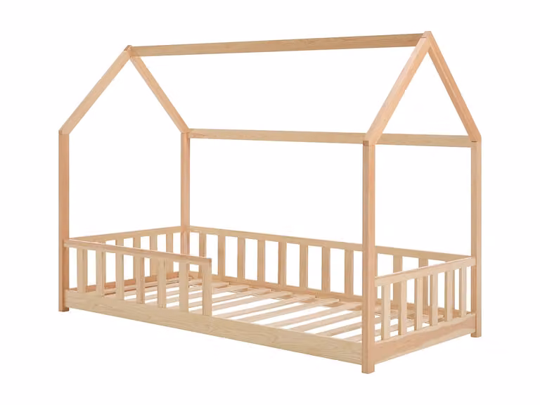 Cama cabaña para niños Martevi de madera de pino en color beige, An/P/Al: 90 x 190 x 120 cm