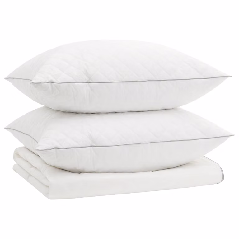 Juego de edredón y almohadas vidaXL FULDA de 3 piezas, 90% plumón de ganso, color blanco, An/P: 200 x 200 cm