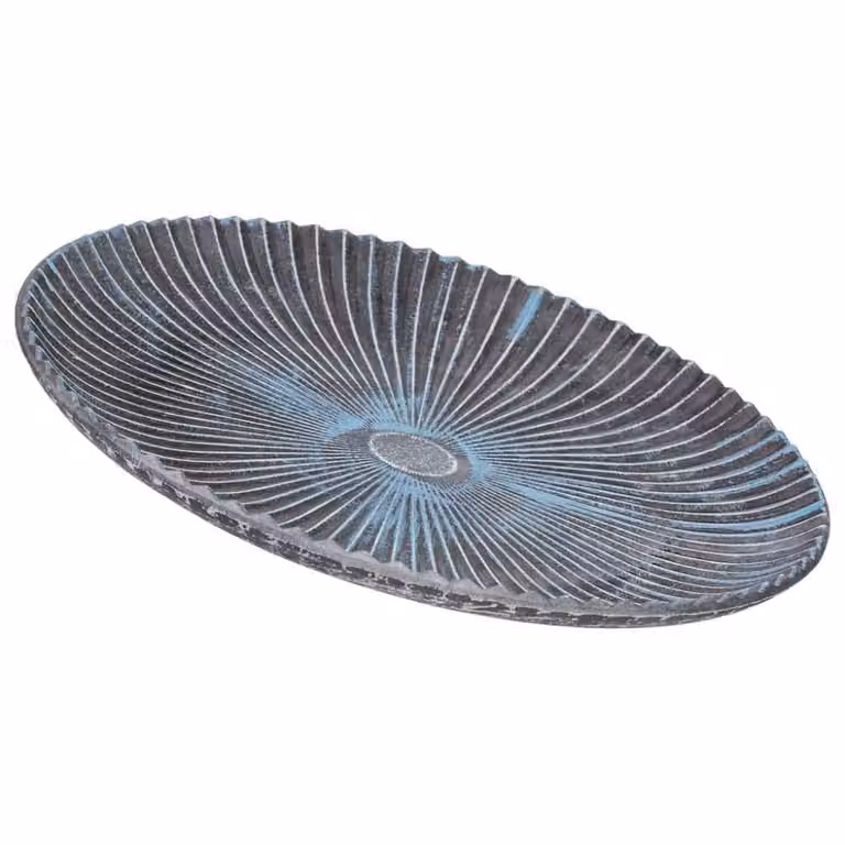 Bandeja decorativa redonda de madera Wanderlust deco azul estilo marítimo An/An/Al: 30 x 30 x 3 cm