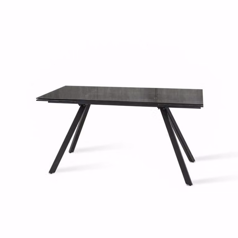 Mesa de comedor extensible MondoViro con superficie de cristal mate en colores negro y gris, An/P/Al: 160-240 x 90 x 76 cm