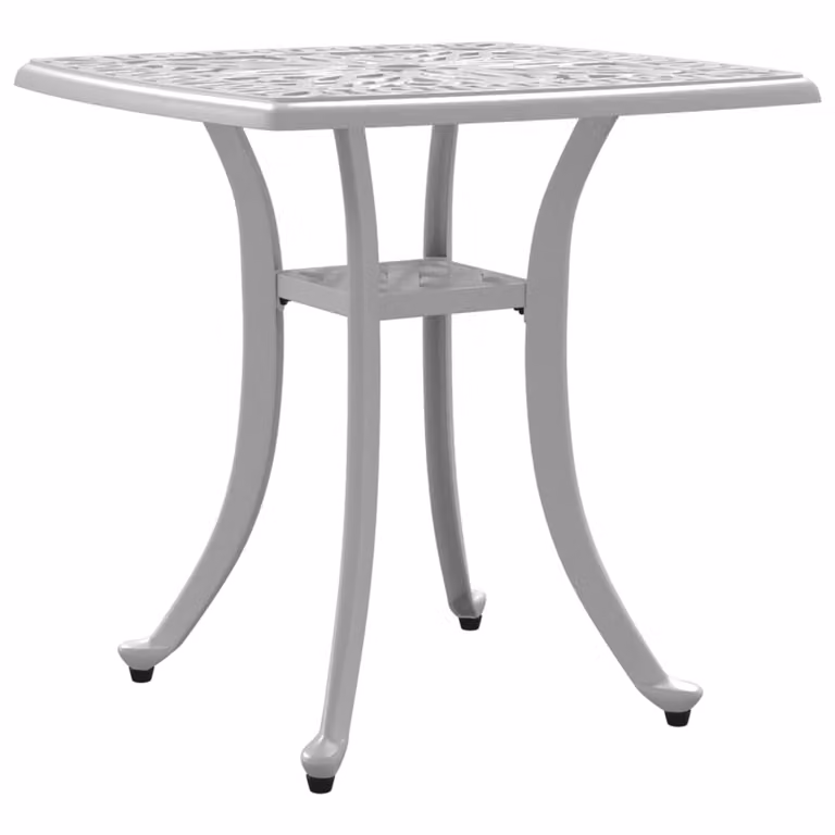 Mesa de jardín Syfax de aluminio fundido blanca de diseño clásico An/P/Al: 53 x 53 x 53 cm