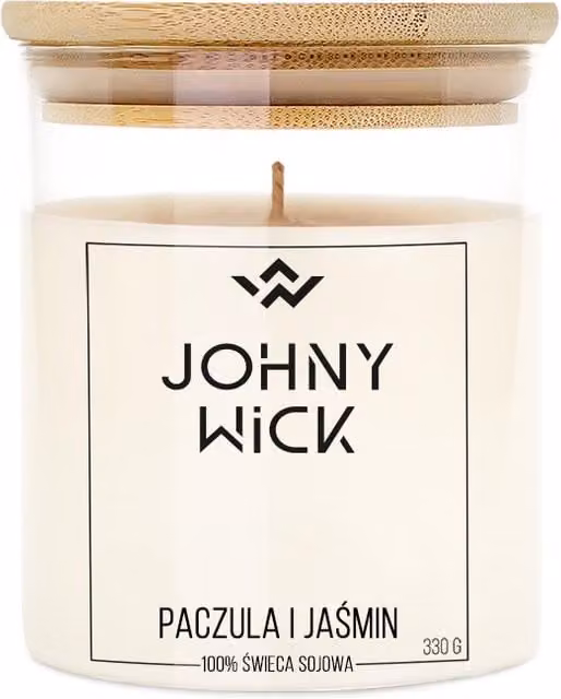 Vela perfumada de soja Johnny Wick con aroma floral y amaderado de pachulí y jazmín, multicolor y blanca, 100 g