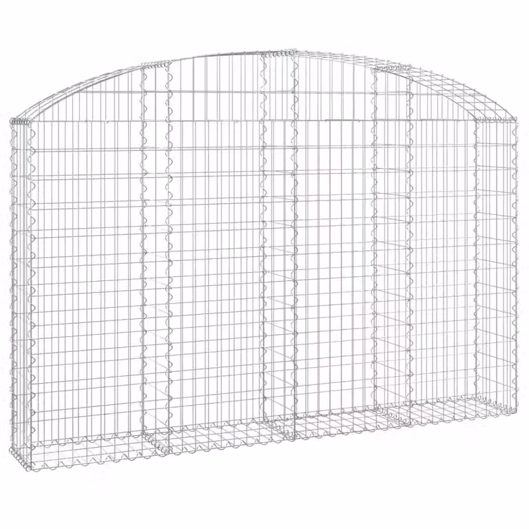 Cesta gavión Syfax en forma de arco de hierro galvanizado color plata, An/P/Al: 200 x 30 x 120/140 cm