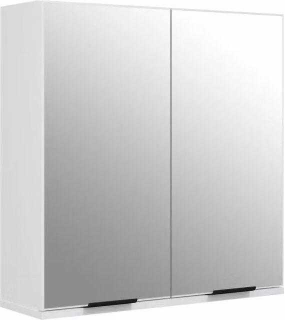 Armario de baño moderno con espejo HELLOSHOP26 en madera blanca An/P/Al: 64 x 20 x 67 cm