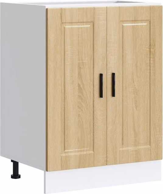 Armario de cocina Helloshop26 Porto de diseño moderno en color marrón roble con puertas batientes y estantes internos An/P/Al: 60 x 46 x 81,5 cm