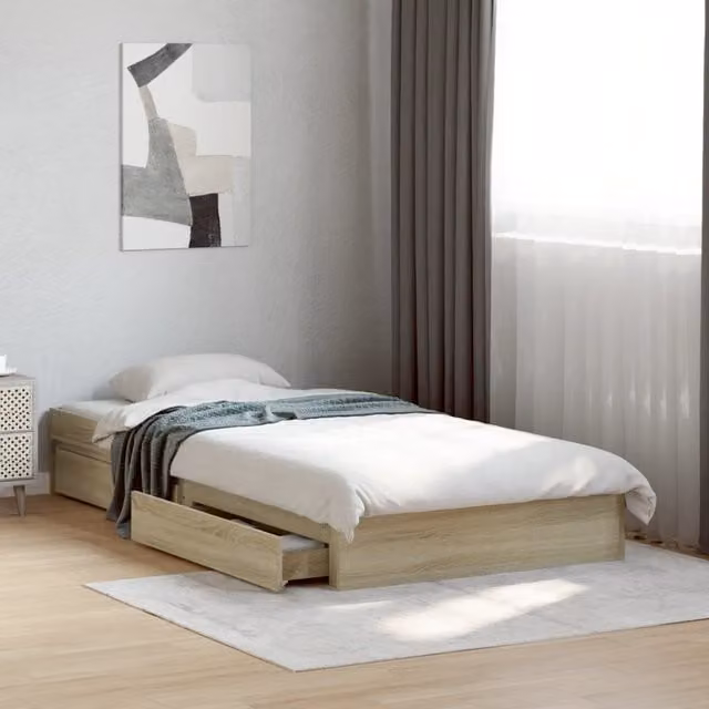 Cama con cajones Maison exclusive en madera de roble sonoma An/P/Al: 90 x 190 x 28 cm