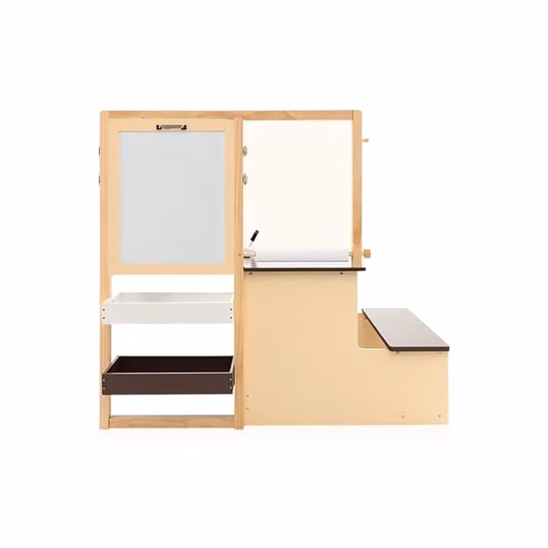 Escritorio infantil ajustable Giantex en color beige con diseño moderno y bordes redondeados