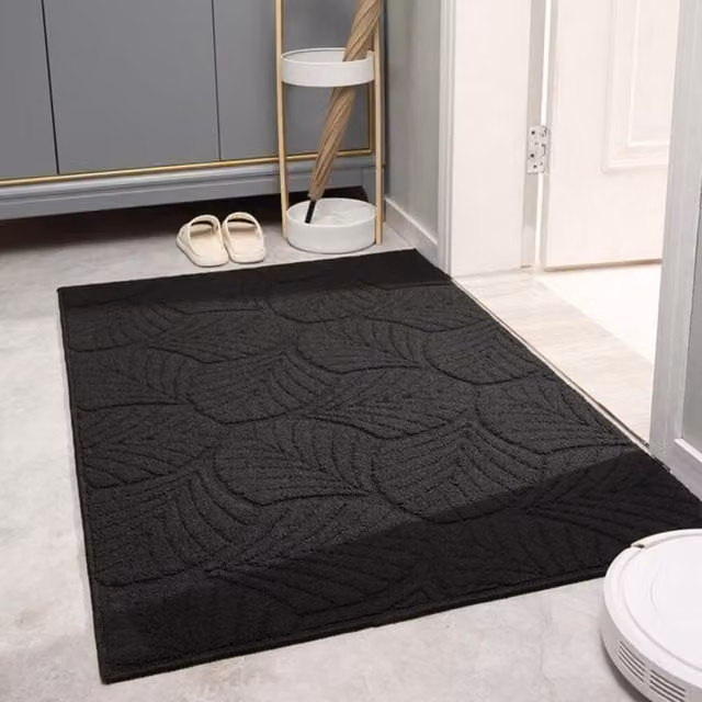 Alfombra de entrada XISRENS negra, antideslizante, lavable y resistente a la intemperie para interiores y exteriores