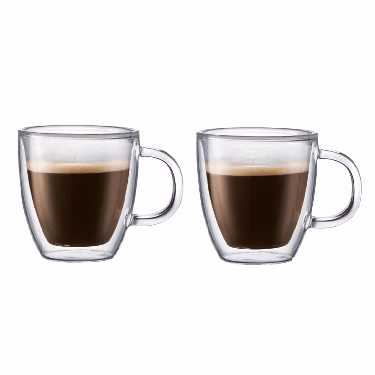 Pack de 2 tazas de vidrio Bodum Bistro de doble pared, transparentes, 0,3 l