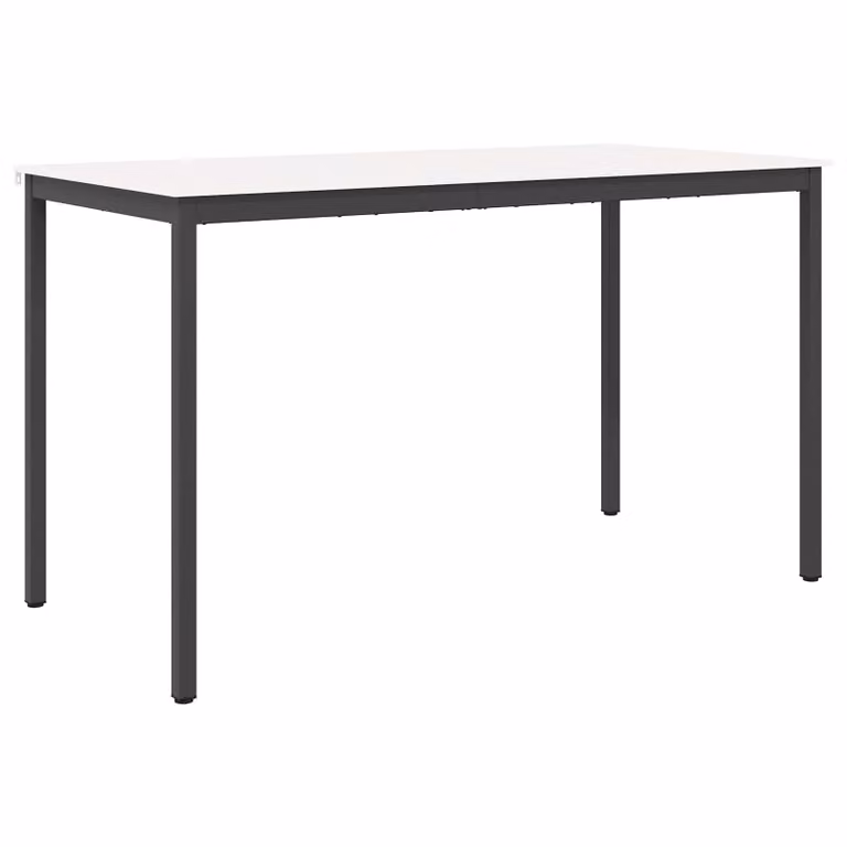 Mesa de bar moderna vidaXL de madera de pino maciza y metal en color blanco, An/P/Al: 180 x 90 x 105 cm