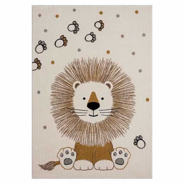 Alfombra infantil Un amour de tapis, diseño de animal, color beige y blanco, An/P: 80 x 150 cm