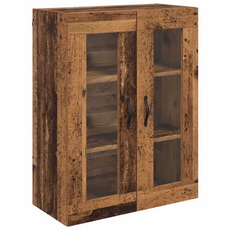 Armario de pared moderno vidaXL de madera y vidrio en color marrón con puertas de cristal, An: 69,5 cm, P: 34 cm, Al: 90 cm