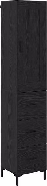 Alacena moderna SYFAX de roble negro con puertas batientes para cocina o comedor, An/P/Al: 34,5 x 34 x 180 cm