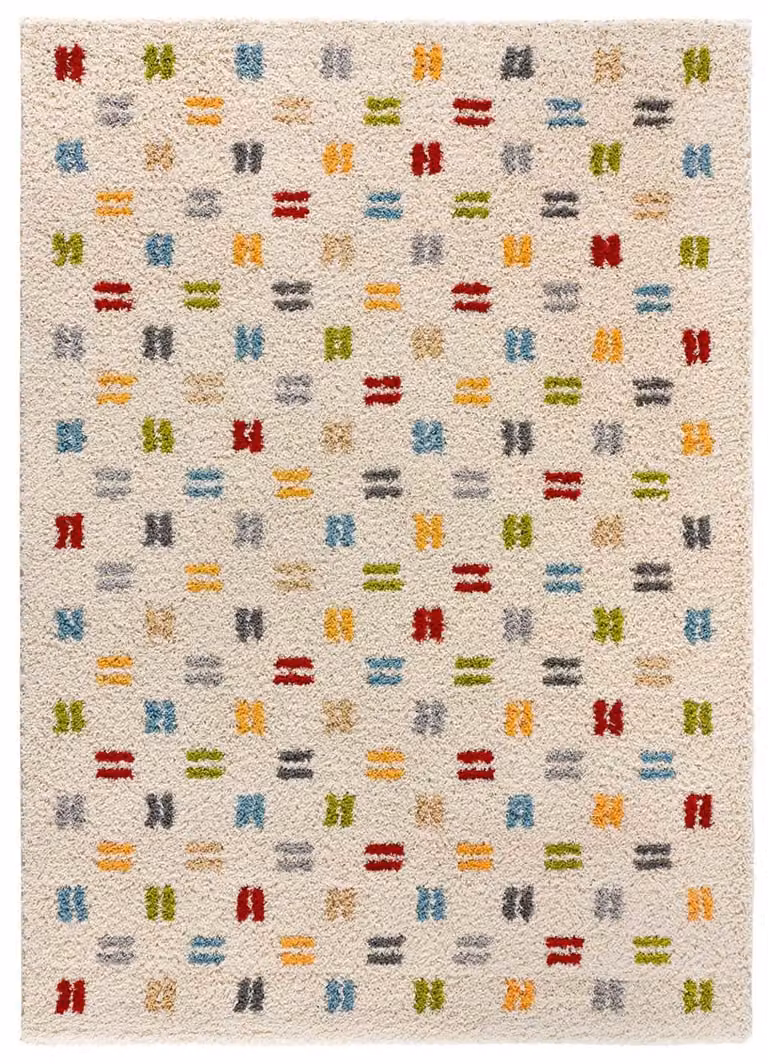 Alfombra Shaggy Atticgo de Polipropileno con Diseño Geométrico Multicolor An/P: 133 x 190 cm