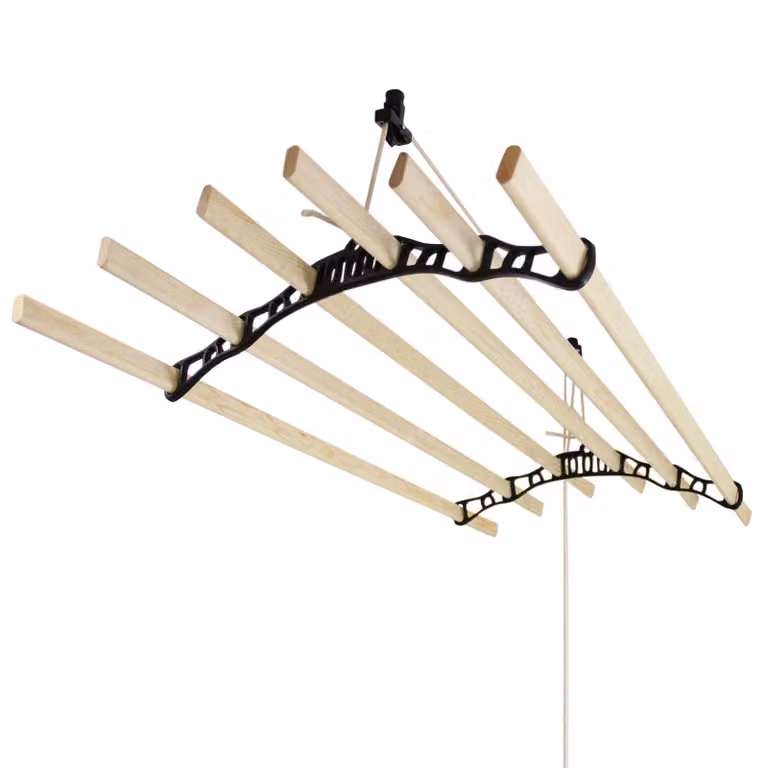 Secador de ropa de madera y metal Monster Shop en color negro, Ancho: 120 cm, Altura: 6 cm, Profundidad: 3.7 cm