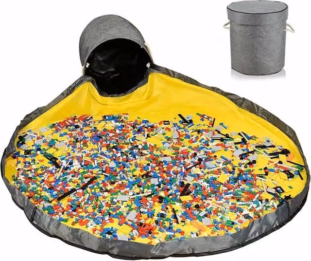 Bolsa de almacenamiento y organizador de juguetes Nazalus con asas en color gris para niños