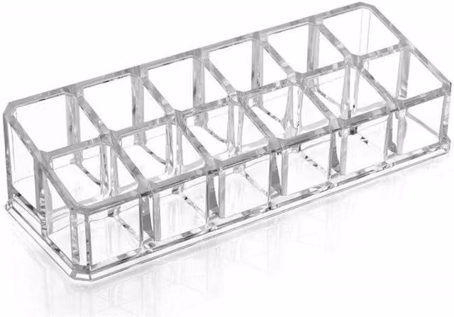 Organizador de cosméticos y maquillaje Esy10244 de Trade Shop Traesio con 12 compartimentos en acrílico transparente y multicolor