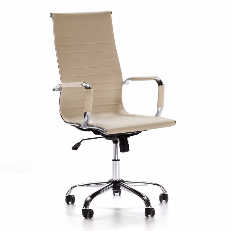 Sillón de oficina ejecutivo Londres reclinable en piel sintética color taupe con altura ajustable