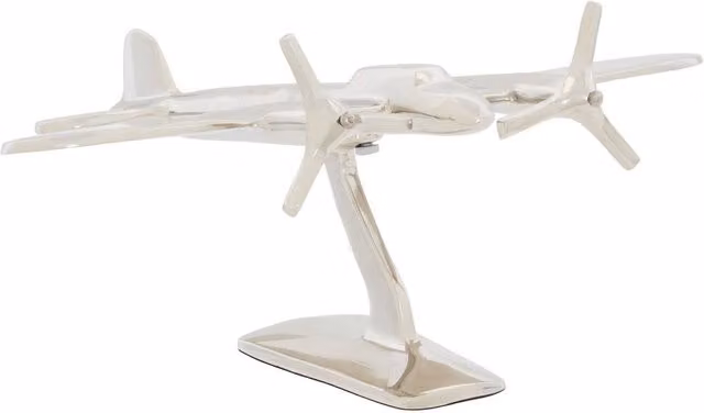Avión decorativo Flavie H de Atmosphera en color plateado de metal para mesa