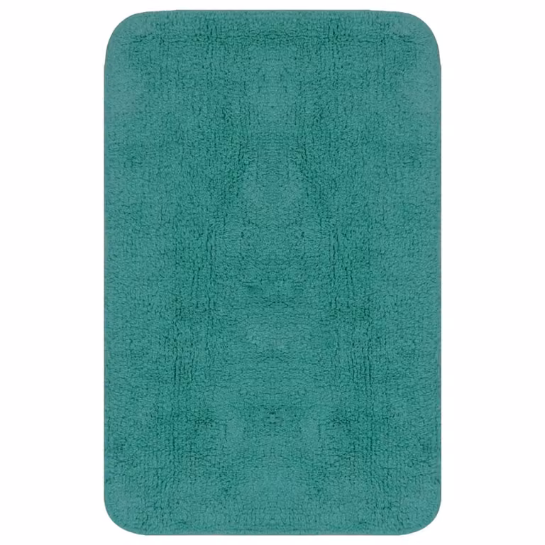 Conjunto de 2 alfombras de baño de algodón antideslizantes vidaXL en color turquesa