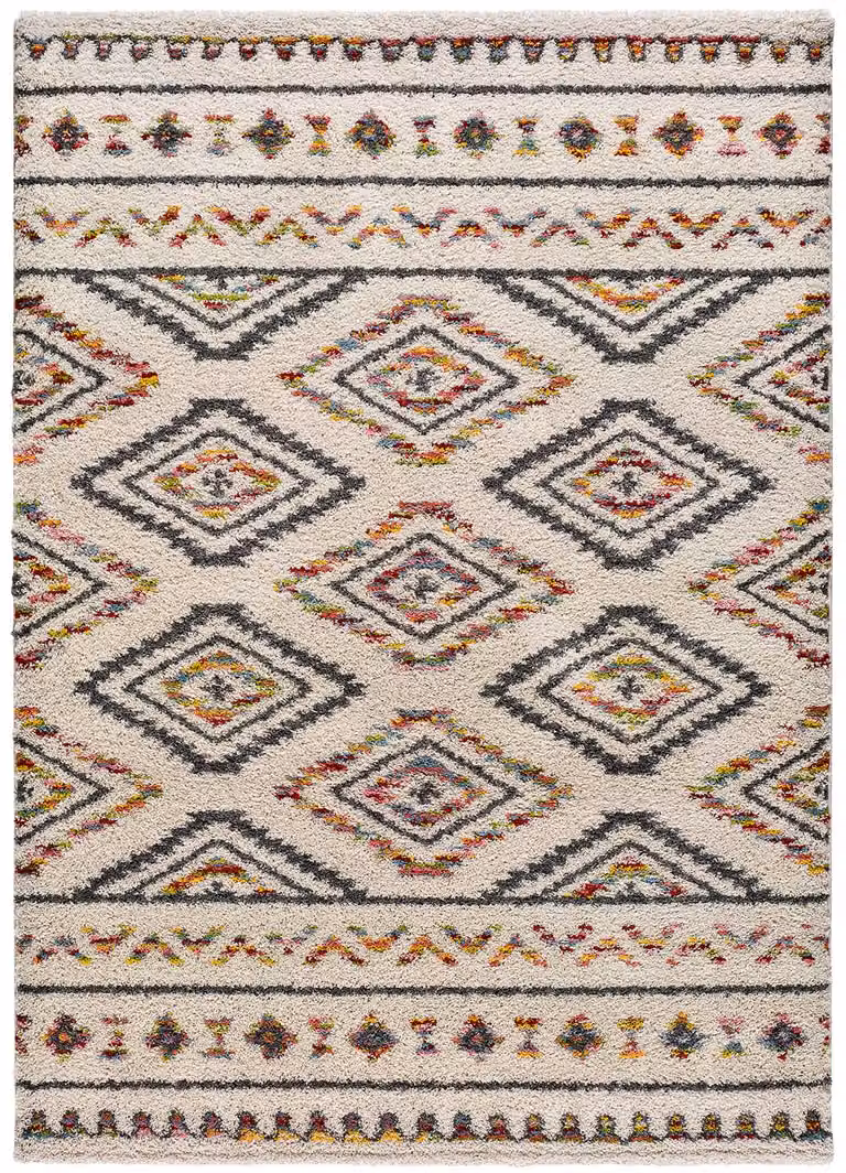 Alfombra de pelo largo Atticgo Kasbah 8627 multicolor con diseño étnico y moderno, An/P: 80 x 150 cm