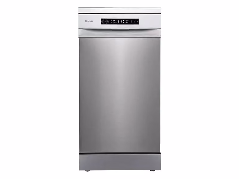Lavavajillas Hisense HS543D10X de 11 servicios en color plata con motor inverter y tercera bandeja de carga, An/P/Al: 45 x 55 x 84,5 cm