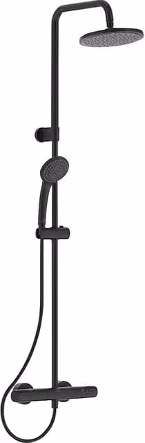 Sistema de ducha termostático Ideal Standard con rociador de lluvia y mano, Negro Mate, Altura: 103 cm