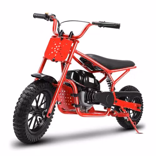 Mini Moto Todoterreno ORYXEARTH para Niños con Motor de Gasolina de 37,7 CC, Color Rojo y Neumáticos Off-Road de 2 Ruedas