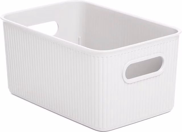 Cesta de almacenamiento multiusos mediana Tatay Baobab con capacidad de 5 litros, color blanco pergamón, An/P/Al: 27,2 x 18,1 x 13 cm