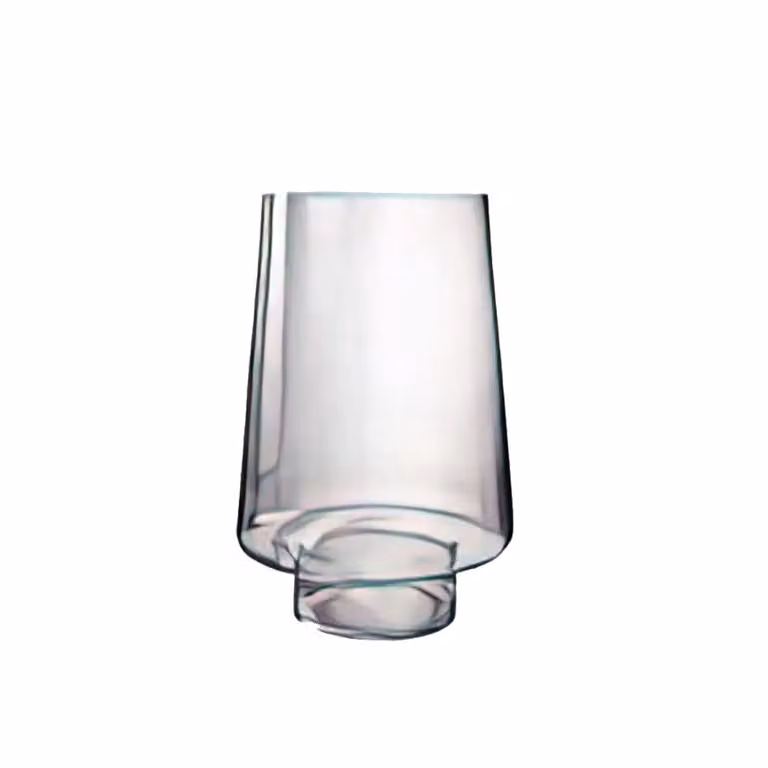 Portavelas jarrón de cristal transparente TAPIDECOR para velas de pilar, diseño minimalista redondo, Al 57 cm x An 38 cm