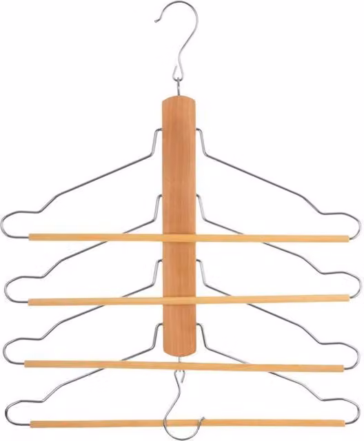 Percha para 4 pantalones o camisas Atmosphera en color marrón de madera y metal