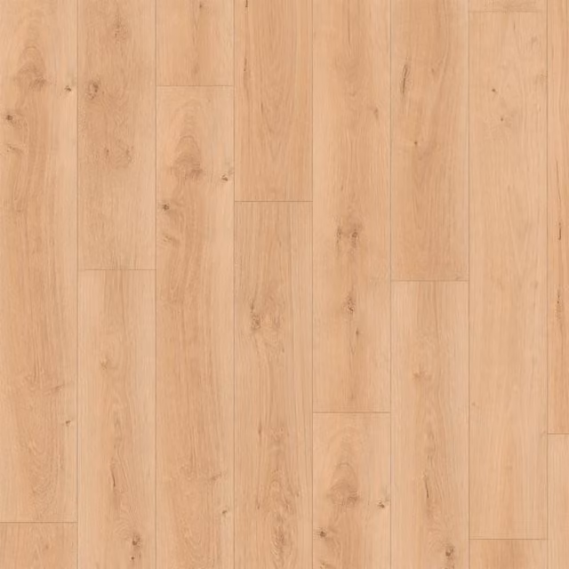 Suelo laminado Egger Classic Pro Roble Pinnot Sand color beige y arena con acabado efecto madera y sistema click de 1,99 m²