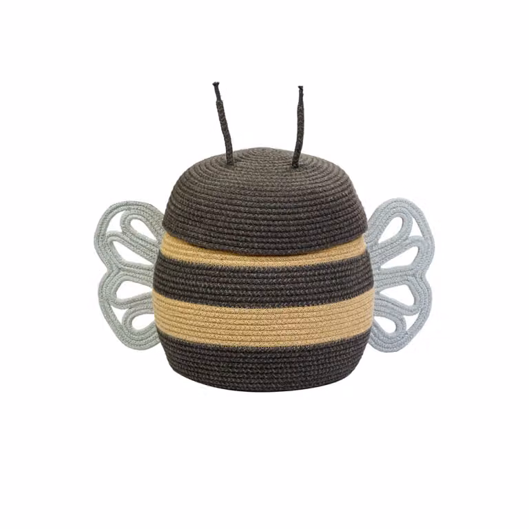 Cesta de algodón Lorena Canals con diseño de abeja y asas, multicolor, An/P/Al: 30 x 32 cm