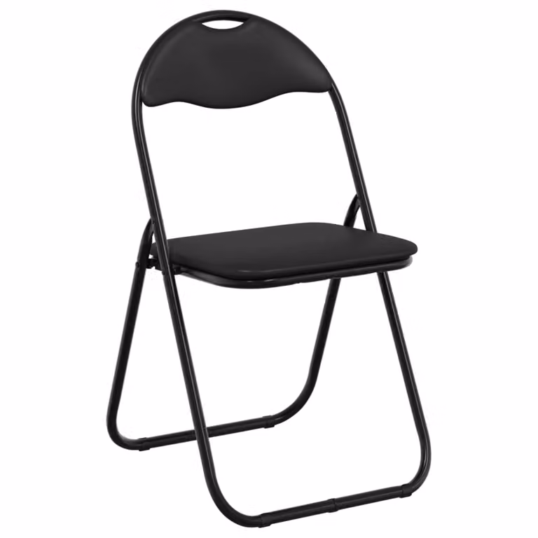 Set de 8 sillas plegables vidaXL en cuero sintético negro para comedor o despacho, An/P/Al: 48 x 43,5 x 81 cm