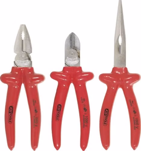 Pack de 3 alicates Classic KS Tools 117.1710 de acero inoxidable para 1000 V en color plata y rojo