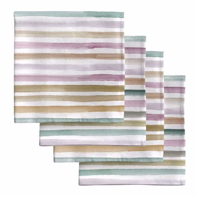 Pack de 4 servilletas de algodón con diseño de rayas multicolor de Muare Home, An/An: 43 x 43 cm