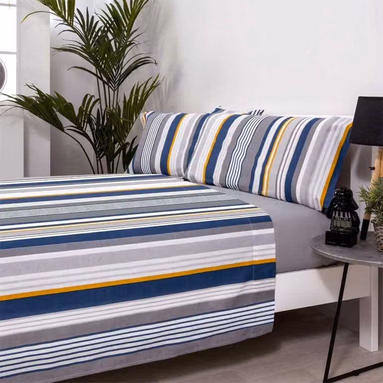 Juego de sábanas Cotton Artean de algodón y microfibra gris para cama de 180x200 cm, incluye sábana encimera de 270x260 cm, sábana bajera y fundas de almohada