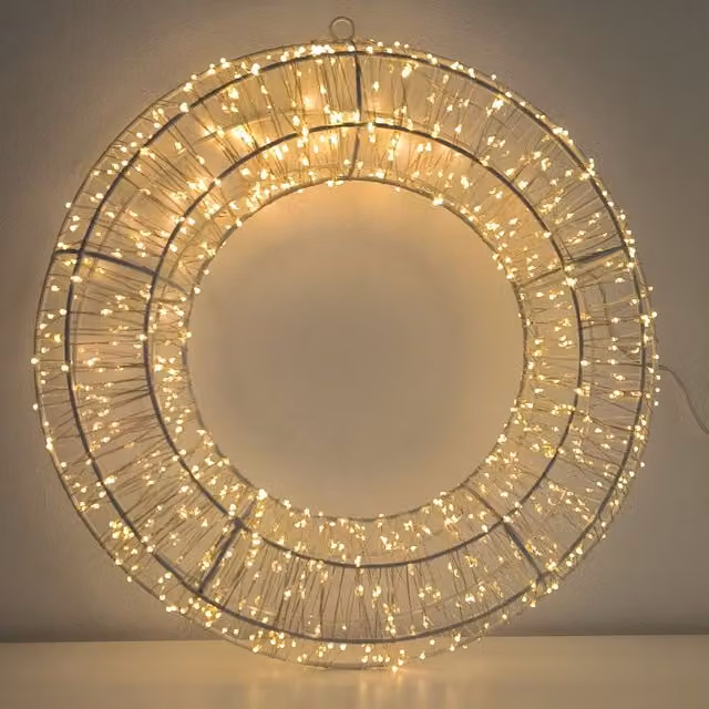 Corona Luminosa 3D de Navidad F-BRIGHT con 960 LEDs de Luz Cálida 3000K, Diámetro: 40 cm