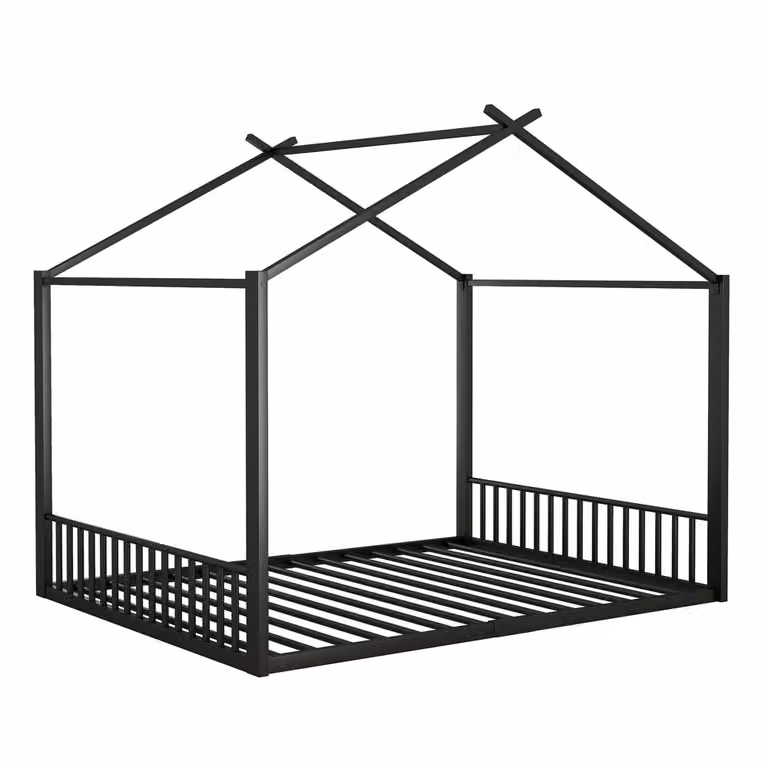 Cama infantil con estructura de cabina Urban Meuble en metal negro An/P/Al: 200 x 140 x 205 cm