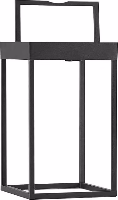 Lámpara LED solar Lynzy de Lucande, negra, de metal y aluminio, atenuable e IP65 para jardín, terraza o balcón