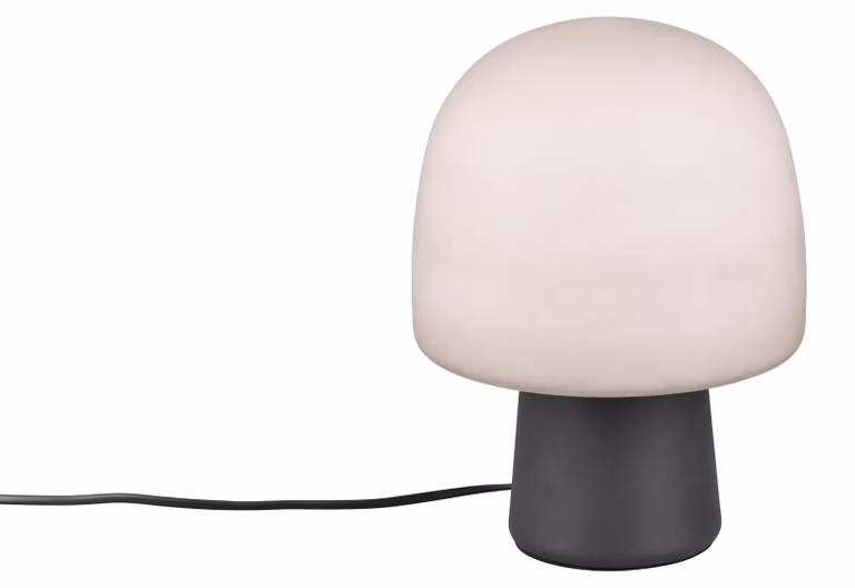Lámpara de mesa moderna Trio de metal y vidrio disponible en beige o negro, Altura: 27 cm