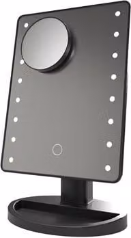 Espejo de maquillaje Dam con 16 luces LED, sensor táctil regulable y rotación de 180 grados, color negro