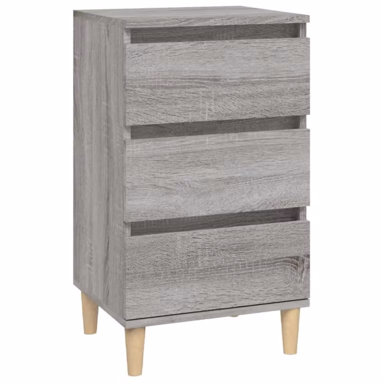 Mesita de noche Maison Chic de madera y MDF en color gris y negro, diseño moderno para dormitorio, An/P/Al: 35 x 40 x 70 cm
