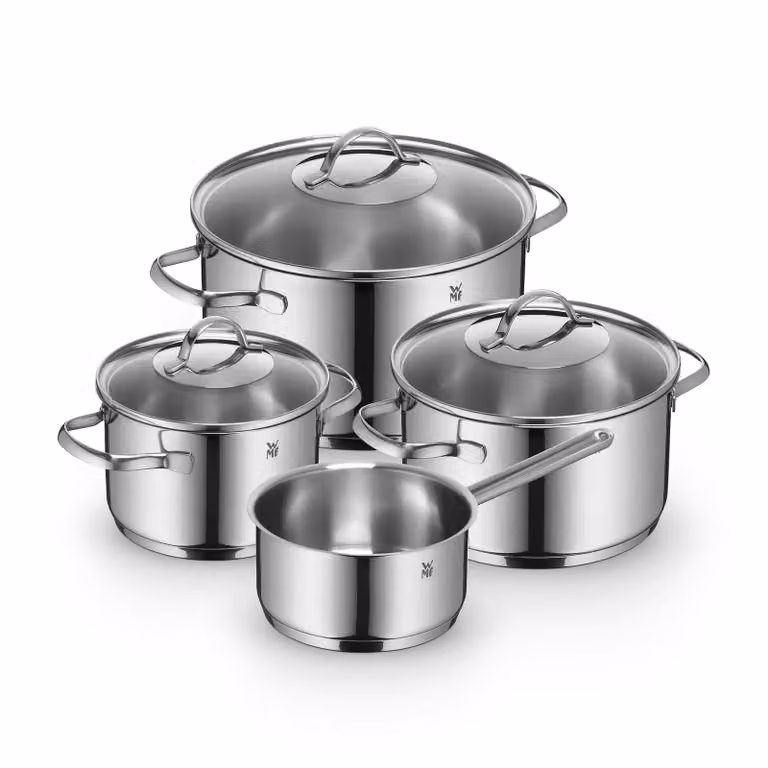 Set de 4 piezas de batería de cocina Provence Plus de WMF en acero inoxidable y cristal color plata