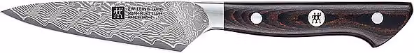 Cuchillo de cocina Zwilling Tanrei de acero damasco con mango de micarta marrón y plata de 14 cm