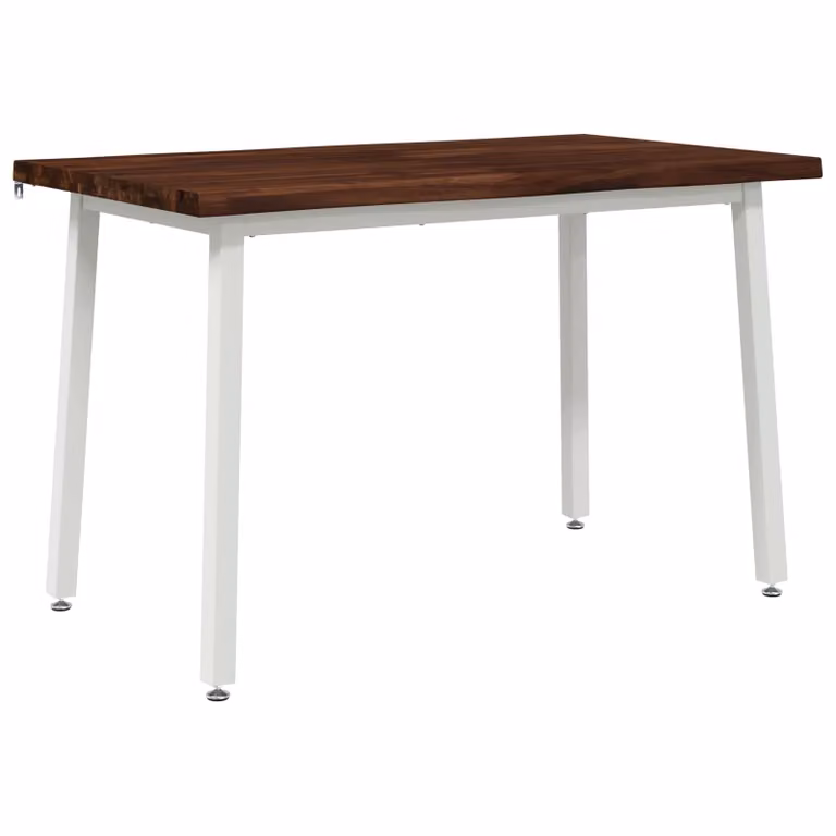 Mesa de comedor moderna vidaXL de madera de acacia con borde natural y patas de metal, An/P/Al: 120 x 70 x 75 cm
