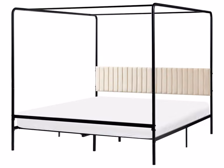 Cama con dosel de estilo industrial Beliani en metal negro de 180 x 200 cm