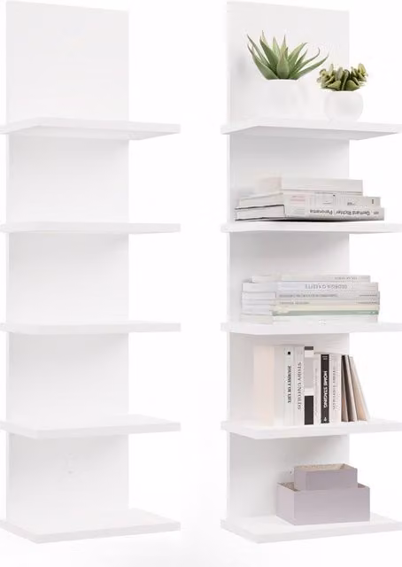 Estantería Colgante TOPESHOP de 5 Baldas para Salón, Oficina o Dormitorio Infantil, Color Blanco, An/P/Al: 100 x 29,5 x 19 cm