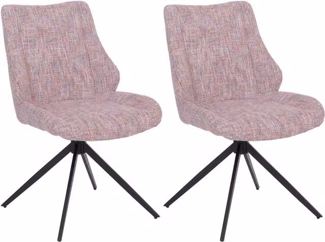 Juego de 2 sillas de comedor Mendler HWC-O48 giratorias con función auto-return en tejido de chenilla color rosa