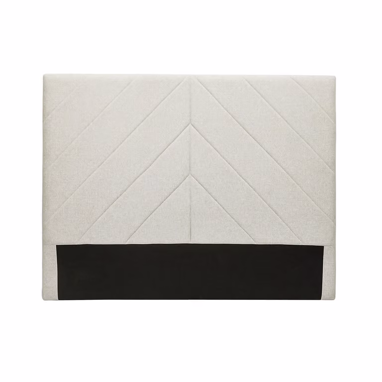 Cabecero de cama tapizado AVAH en tela efecto terciopelo beige de 160 cm con diseño geométrico moderno